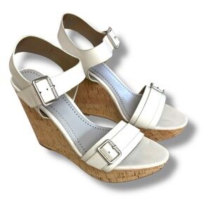 Sam Edelman Circus Womens  Ivory Wedge Sandals‎ - Size 7.5 - 4.5" Heel